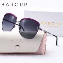 BARCUR 1 Stück modische Damen-Sonnenbrille, mehrfarbige Option, Reise-Metallrahmen, UV-polarisierte Sonnenbrille, weiße Geschenkbox, exquisites Geschenk
