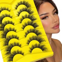 7 Paar Katzenaugen-Wimpern, länglich an der äußeren Ecke des Auges, natürlich lockige falsche Wimpern, wiederverwendbar und einfach zu verwenden
