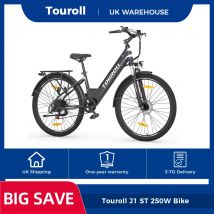 Touroll J1 ST Trekking Bike Hub Motor with 250W Motor 27.5 Wheels, 561.6Wh Battery, 100km Range, Mechanical Disc Brake & E-Brake