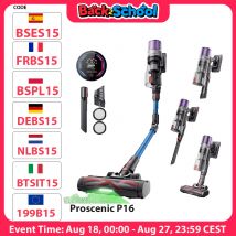 Proscenic-aspiradora inalámbrica P16, cepillo de suelo antienredos, 45kPa, 55 minutos de tiempo de funcionamiento, varita flexible de 180 °, color azul