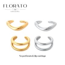 Orecchini a clip semplici placcati in oro 18 carati Orecchini a clip classici a doppio strato in oro senza piercing senza perforazione Gioielli per feste di moda