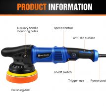 920 W elektrischer Polierpuffer Dual Action, Randam Orbital, 120 mm Platte, 6 variable Geschwindigkeiten 2800–5800 U/min, Schwammpad, Wollpad
