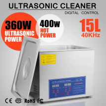 Pulitore ad ultrasuoni riscaldato per gioielli, occhiali, ecc. Capacità di pulizia 15 litri Frequenza ad ultrasuoni 40 kHz Dispositivo di pulizia ad ultrasuoni