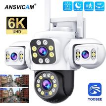 ANSVICAM 6K 12 MP Dreifachbildschirm Dreifachobjektiv Outdoor WiFi PTZ 360 °   IP66 Yoosee CCTV-Überwachungskamera für vollständige Sicherheit