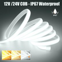 Tira COB DC12V 24V con Cable de 2 pines/CC IP67 impermeable decoración del hogar al aire libre cinta Flexible cuerda LED luz de neón 3000K 4000K 6000K