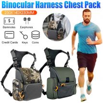 Fernglas-Geschirr, Brusttasche mit Regenschutz, Entfernungsmesser-Tasche, verstellbar, großes Fassungsvermögen, Camouflage-Bino-Hülle für Jagd, Wandern