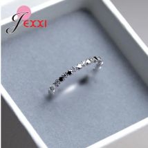 Luxus Original Zarte Solide 925 Silber Nadel sterne Finger Ring Authentische Echt Klar CZ Schmuck Für Frauen Hochzeit Geschenk