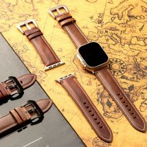 Hochwertiges Chicago CXL-Top-Layer-Rindslederarmband, kompatibel mit Apple Watch 49MM 46MM 45MM weiches, ultraweiches Herrenarmband