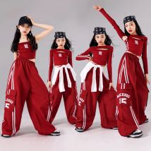 Mädchen K-pop Crop Top Jogger Cargo Hosen Kinder Hip Hop Streetwear Mädchen Gruppe Kleidung Sets Kinder Street Dance Jazz kostüme