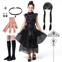 Wendsday Tanz Party Kleid seltsame Tanz Abschluss ball Kleid Jugend und kleine Mädchen Cosplay Halloween Gothic Wendsday Kleider