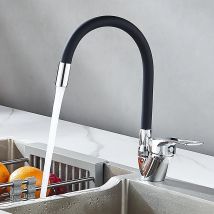 Küchenspüle-Wasserhahn, Warm- und Kaltwasser-Mischbatterie, 360 Grad drehbar, flexibler Schlauchhahn, Deckmontage, Einloch-Wasserhahn für die Küche
