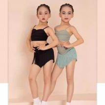 Costumi da ballo latino per bambini Costumi da ballo Taglie forti Pantaloni con nappe con frange Ragazze Salsa Samba Abiti da palcoscenico per bambini Costume