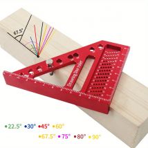 Multi-Angle Measuring Ruler Woodworking Square Protractor W/ Dowel Aluminum High Precision Layout Tool Pins Miter Triangle Ruler