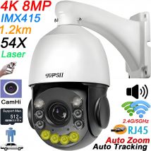 Laser in metallo a infrarossi a colori con tracciamento automatico CamHi 8MP 4K 54X Zoom ottico 5.0G 2.4GHz Audio PTZ Speed Dome Lan WIFI Telecamera IP