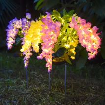 Solarblumen für den Außenbereich, wasserdicht, 4 Zweige, Blumenranken, 80 cm, 2 Blitzmodi, Solar-Gartenleuchten für den Außenbereich, für Garten- und Hofdekoration