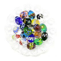 5 Stück personalisierte, niedliche Murano-Glas-Oster-Ei-Ornamente, bunte, seltene, ovale Mini-Murmeln für Feiertagspartys, Heim- und Tischdekoration