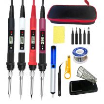 80W Digitale Elektrische Lötkolben Kit Set Temperatur Einstellbar 220V 110V Schweißen Werkzeug Keramik Heizung Löten tipps Rework