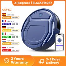 OKP K2 Robot Aspirapolvere 2000Pa Potente Aspirazione Supporta App/Assistente Google Controllo Ritorno Automatico Ricarica Elettrodomestico