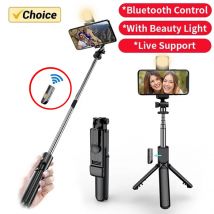 Selfie Stick Bezprzewodowy statyw ze światłem Bluetooth Zdalny wysuwany statyw do iPhone'a Telefon komórkowy Tiktok Transmisja na żywo