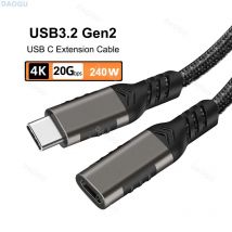USB-C 3.2 Gen2 USB-C-Verlängerungskabel Stecker auf Buchse Typ-C-Verlängerungskabel 20 Gbit/s Datenübertragung 5 A 240 W Schnellladekabel 4K 60 Hz