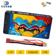 Upgrade VSVAW 2S RC Lipo Batterie 7,4V 4200mAh 120C kompatibel mit 1/10 Drift Auto Fernbedienung Klettern Auto Hartschale Batterie