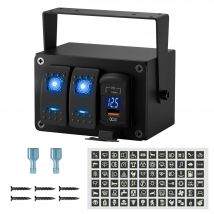 2-Gang-Wippschalter Box wasserdicht 12V LED-Licht leiste Schalttafel spst ein/aus mit doppelter USB-Steckdose für Boot Marine Automotive