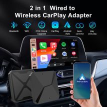 Drahtloser CarPlay Android Auto Adapter 2-in-1 für werkseitig verkabelte Autos 5G WiFi OTA Update Plug Play Kompakte Designkompatibilität
