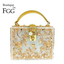 Boutique De FGG Frauen Mode Blume Schulter Taschen Acryl Box Kupplung Tottes Geldbörsen und Handtaschen Luxus Designer Umhängetasche
