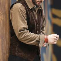 Maden Vintage Corduroy Vests Casual French Workwear Hunting Field Waistcoat Cords Outdoor Coats Men's Clothing for Spring Fall