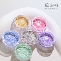 1 Box Meerjungfrau-Opal-Nagelkunstpulver, 6 Farben, ultrafeines schillerndes Chrompulver, Pigment, holografischer glitzernder Maniküre-Glitzerstaub