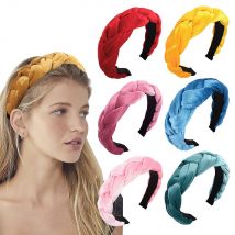 Große Haarbänder, Samt, gewebt, Drehungen, Perücke, geflochtenes Kopf-Stirnband, dreisträngiges geflochtenes Haarband mit breiter Krempe, Haar-Accessoires für Damen