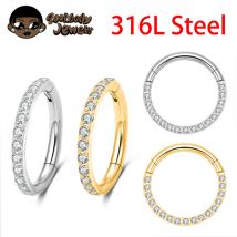 10 Stück 1 Stück 316L Chirurgenstahl CZ Nasenring Septum Ring Körper Helix Ohrring Tragus Ohrringe Rook Conch Nasenpiercing Hoop Ohrring