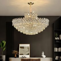 Luxury Crystal Chandeliers High-end Hanging Chandelier Villa Living Room Hall Lighting Lustre Dining Table Pendant Ceiling Lamp
