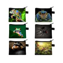 Reptiles Frog Chameleon Spider Snake Print Coin Purse Credit Card Holder Money Coin Bag Girl Wallet Small Handbag Cute Purses
