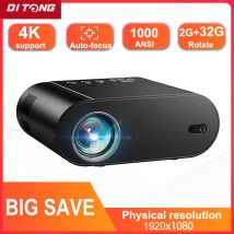 DITONG L007 Projektor 4K Android mit WiFi 6 und Bluetooth Auto Keystone Autofokus Heimkino FHD Native 1080P Outdoor-Film