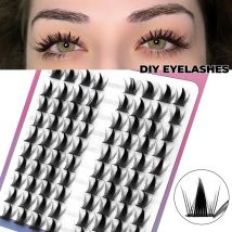 GROINNEYA Tägliche DIY Falsche Wimpern Katzenaugenwimpern 60/120 Einzelwimpern Natürliches Aussehen Wimpernverlängerung Make-up zu Hause