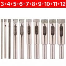 Diamond Coated Core Hole Saw Drill Bit Set 10Pcs  For Tile Glass 3/4/5/6/8mm For Tile Ceramic Glass Dremel Accessories