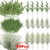10 Stücke Grüne Weihnachten Tannenzweige Künstliche Schnee Kiefer Gefälschte Pflanzen Weihnachtsbaum Kranz Dekoration Für Zuhause Hochzeit Neujahr Geschenke