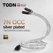 TODN 1 Paar RCA-Kabel, versilbert, 7N OCC, HiFi, 2 RCA auf 2 RCA, High-End-Audiokabel für Verstärker, DAC, DAP, TV, Auto-Stereo-Mixer