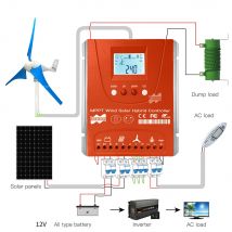 Regolatore eolico solare ibrido da 3000 W 12V24V48V con display LCD, per uso completo di batterie Lifepo4 per pannelli solari o generatore eolico
