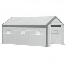 Outsunny Invernadero de Jardín 600x300x280 cm Caseta para Cultivo de Plantas con 2 Puertas y 6 Ventanas Enrollables Blanco