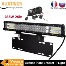 20 Zoll 288 W 7D Tri-Reihe LED-Lichtleiste + Frontstoßstange Nummernschildhalterung + Draht-Set für ATV Offroad SUV 4x4 Traktor Auto