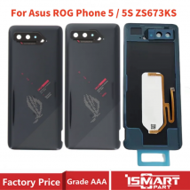 Rückseitige Abdeckung für Asus ROG Phone 5, hintere Gehäusetür ZS673KS, hintere Batterie-Glasabdeckung mit selbstklebendem Ersatz-Reparaturteilen