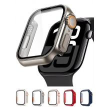 Displayschutzfolie für Apple Watch 10, 46 mm, 42 mm, 45 mm, 40 mm, 44 mm, 41 mm, PC-Abdeckung + Glasfolie, Wechsel zu Ultra Series 9 8 7 6 5 4 SE