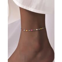 Summer  Anklet Bracelet on Leg  with Candy Beaded,bohemian Lace Chain Anklet for Women, Stainless Steel Beach Anklet