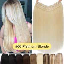 YELO 12"-26" V-Shaped Clip in Hair Extensions Real Human Hair Invisible Seamless Clip in Straight One Piece Hairpieces for Women