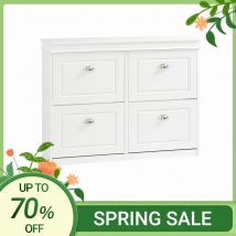 SoBuy FSR79 Mueble zapatero con 4 solapas, Mueble zapatero estrecho con 8 estantes, Zapatero ajustable para pasillo, 105x82x24