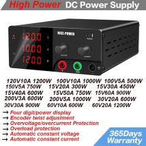 NICE-POWER Alimentatore CC da banco ad alta potenza 300W-1200W 120V 10A Regolatore di tensione e corrente 15V 30V 60V 100V 200V 10A 20A 60A