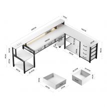 ThomP German Warehouse L-förmiger multifunktionaler Computertisch – geräumiger Desktop, viel Stauraum und intelligente LED-Leuchten für effizientes Büro und immersives Gaming