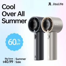 JISULIFE Mini przenośny wentylator ręczny, 100 prędkości wiatru, akumulator USB 5000 mAh, cyfrowy wyświetlacz LED, podróże, kemping, na zewnątrz